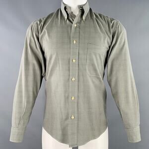 BUTTON DOWN Size S Black White Houndstooth Cotton Long Sleeve Shirt